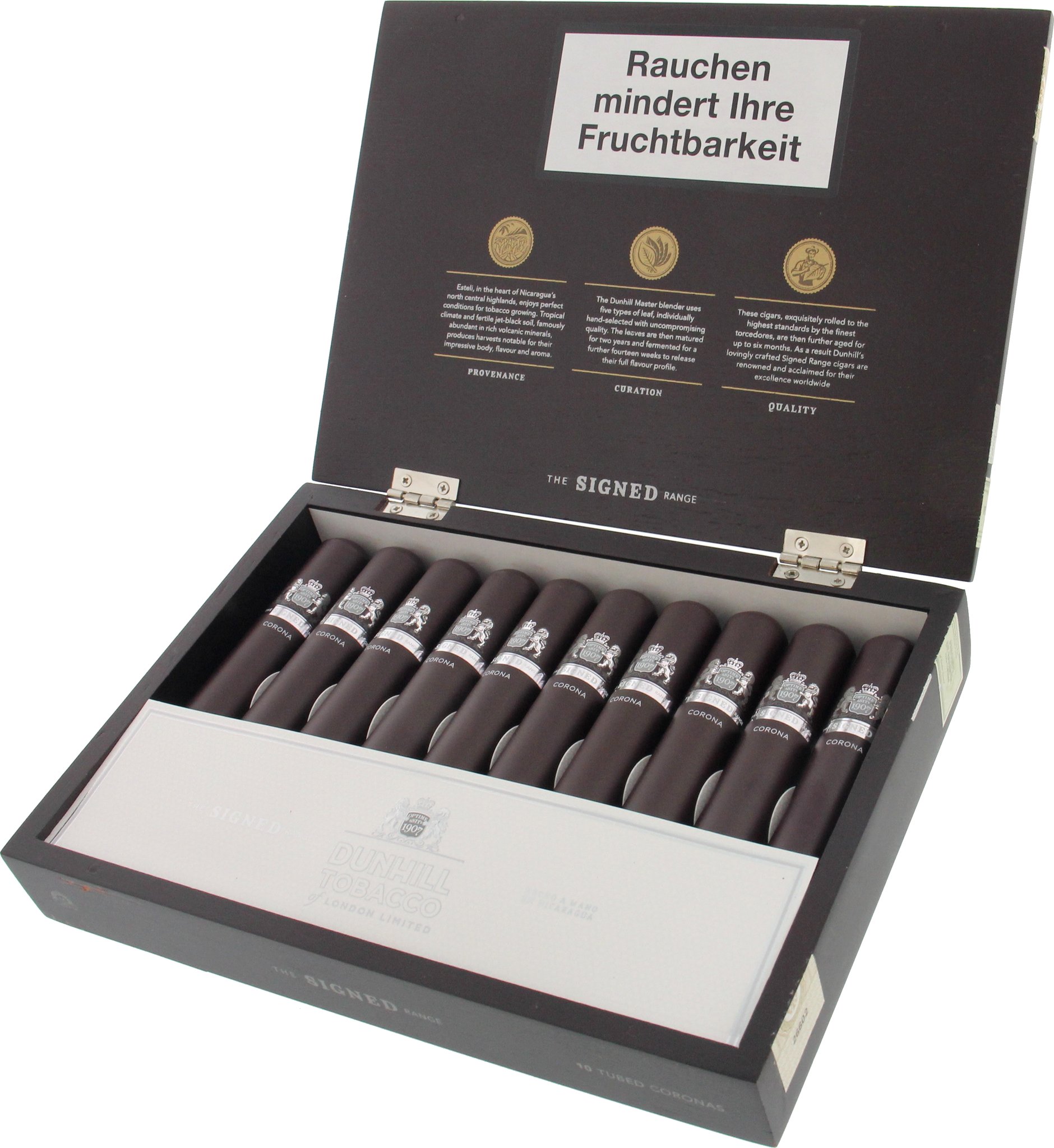 Dunhill Signed Range Corona TUBOS Kiste offen
