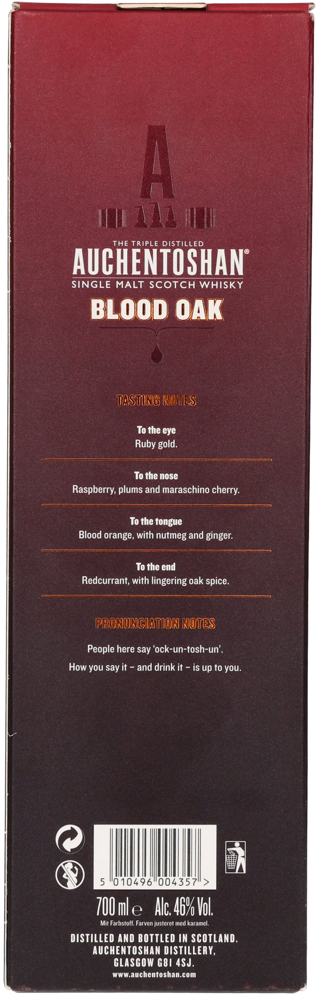 Auchentoshan Whisky Blood Oak (0,7 l / 46 % Vol.)_Packung