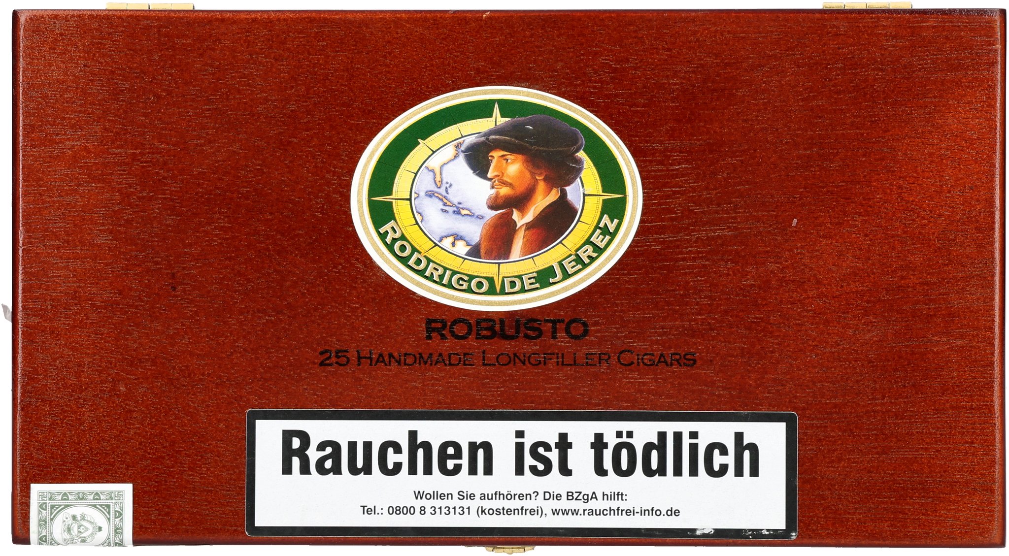Rodrigo de Jerez Honduras (Grün) Zigarren Robusto_Kiste Frontal