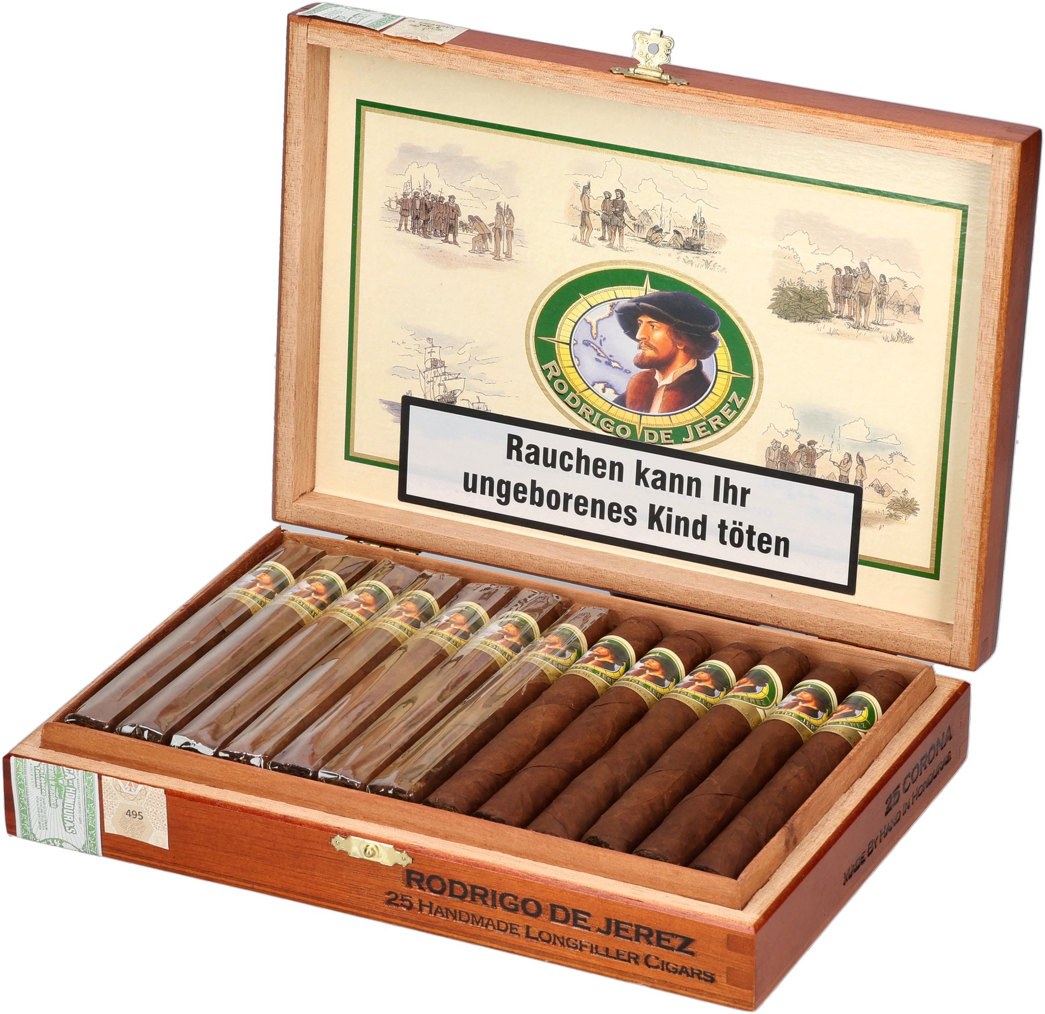 Rodrigo de Jerez Honduras (Grün) Zigarren Corona_Kiste Offen