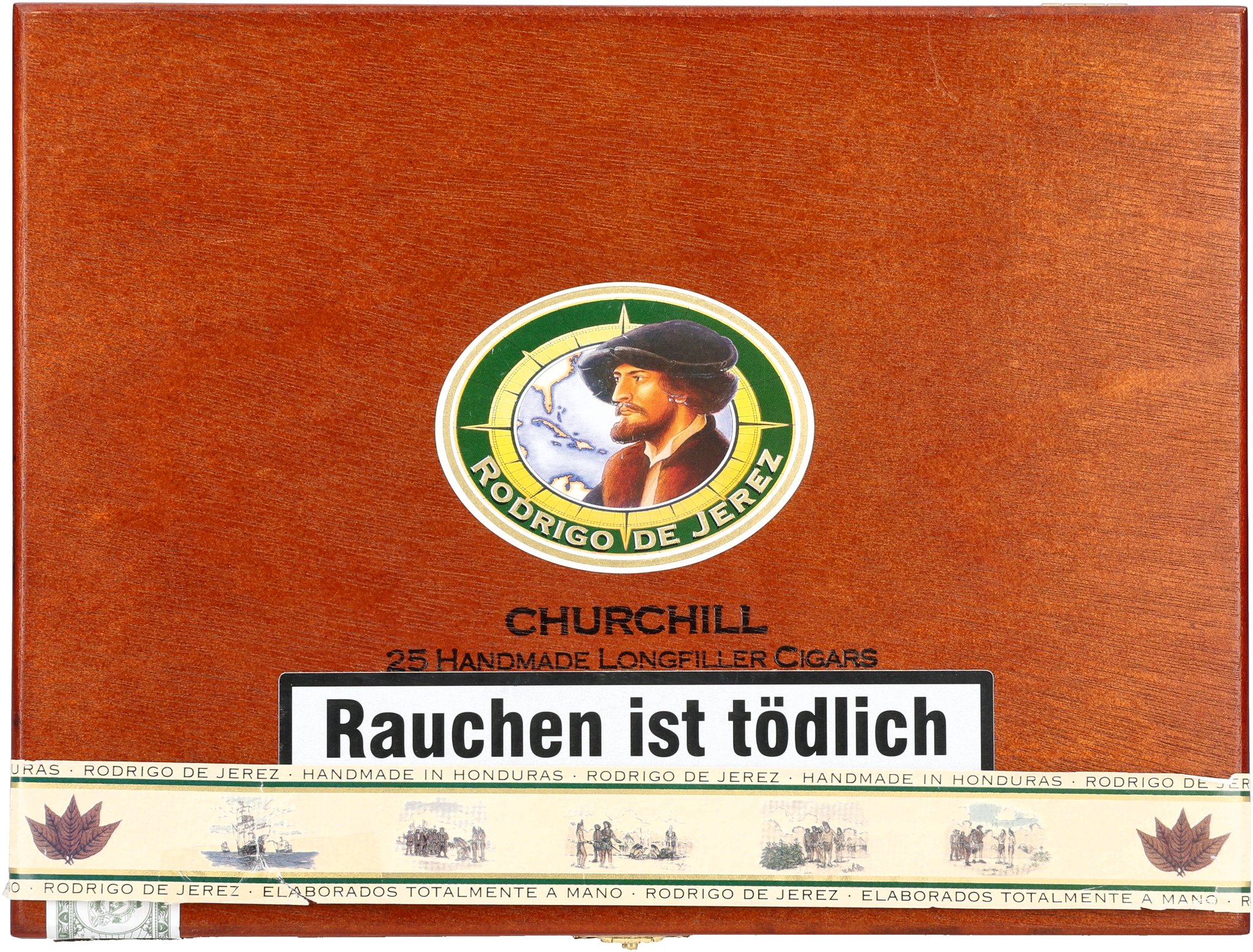 Rodrigo de Jerez Honduras (Grün) Zigarren Churchill_Kiste Frontal