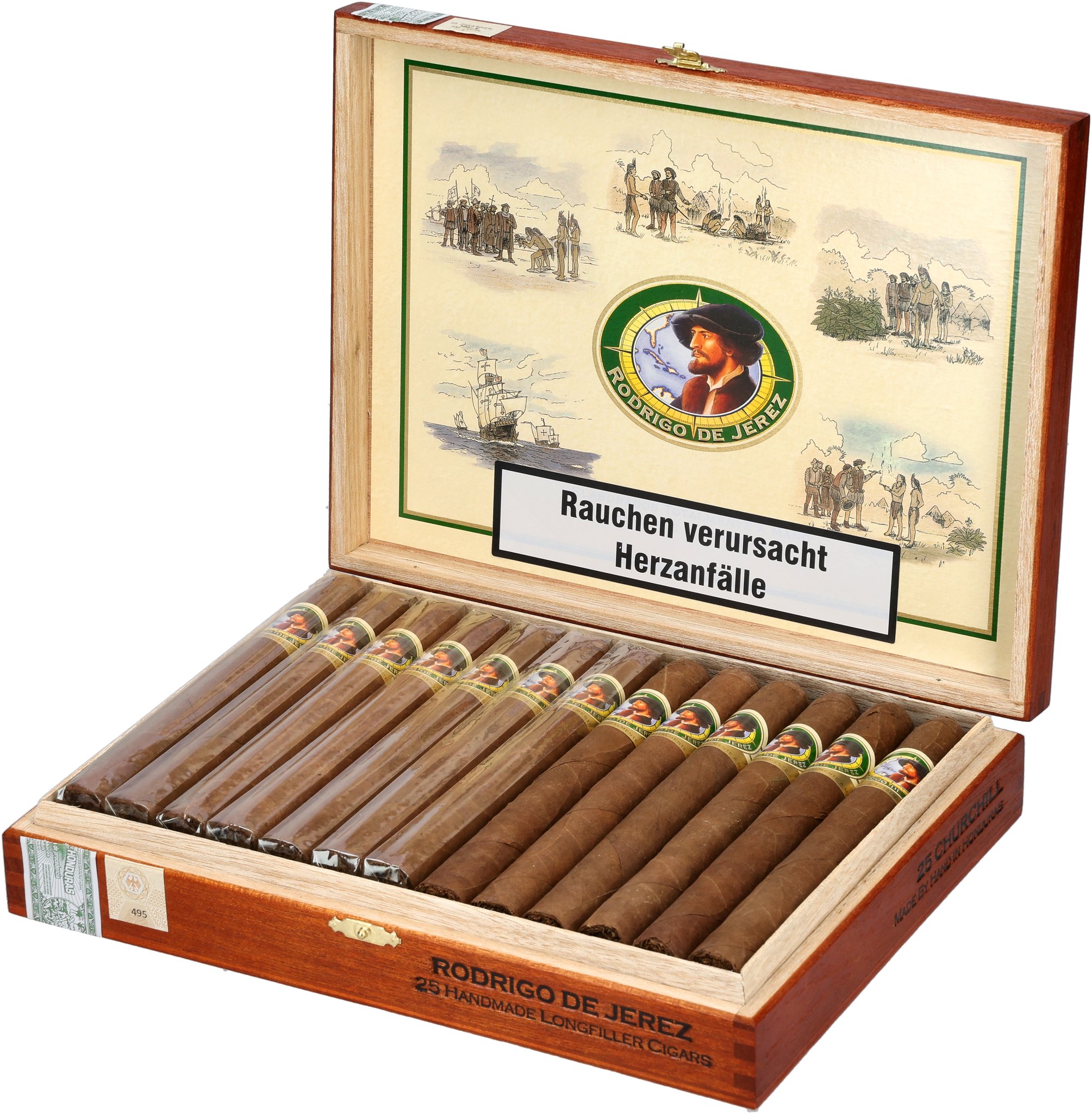Rodrigo de Jerez Honduras (Grün) Zigarren Churchill_Kiste Offen