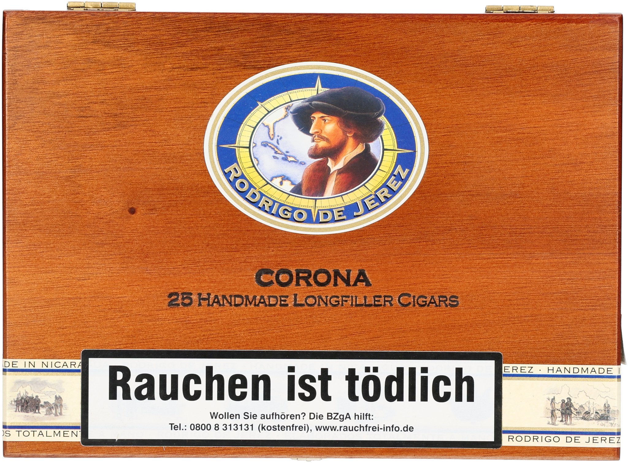 Rodrigo de Jerez Nicaragua (Blau) Zigarren Corona_Kiste Frontal