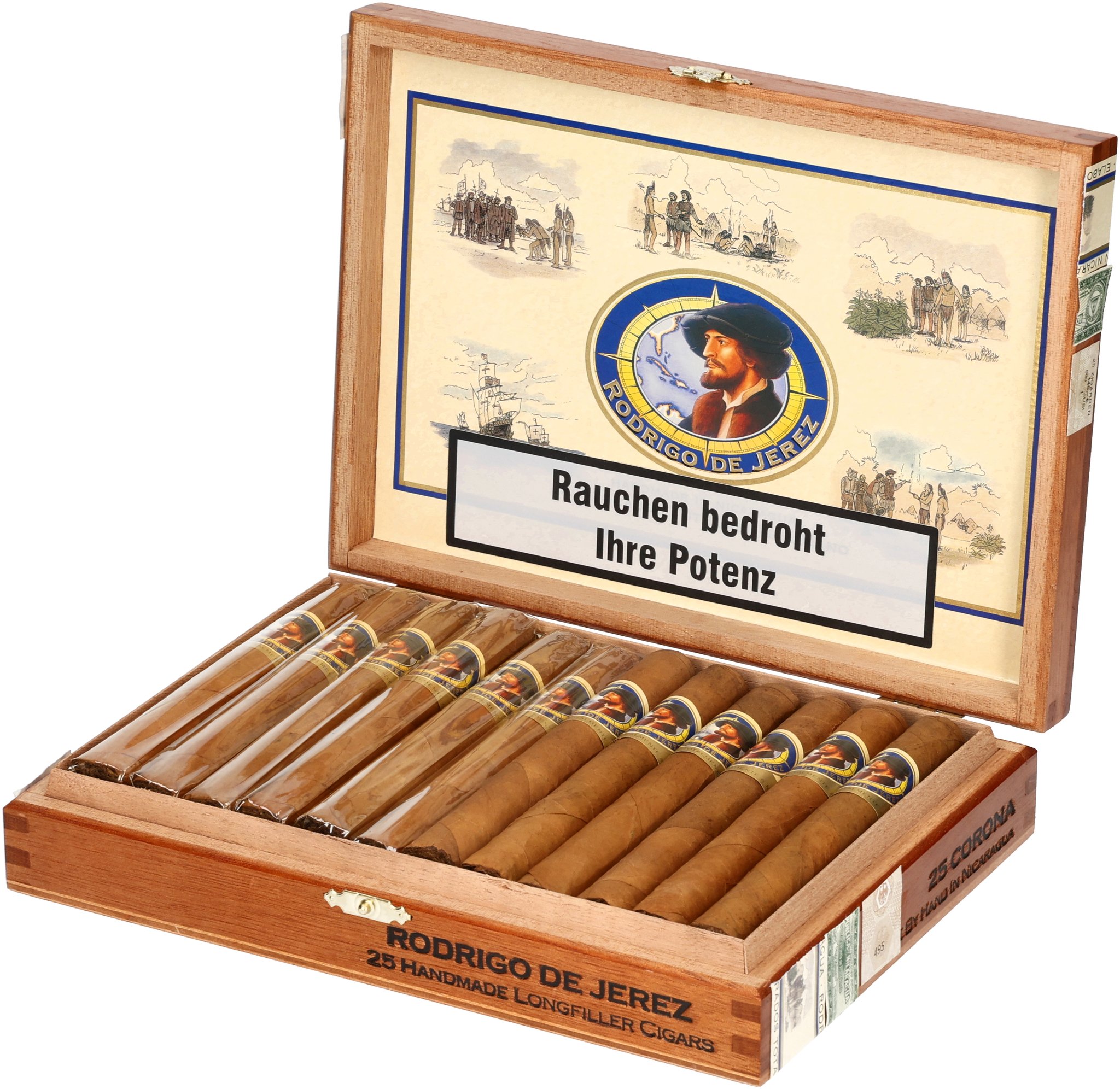 Rodrigo de Jerez Nicaragua (Blau) Zigarren Corona_Kiste Offen