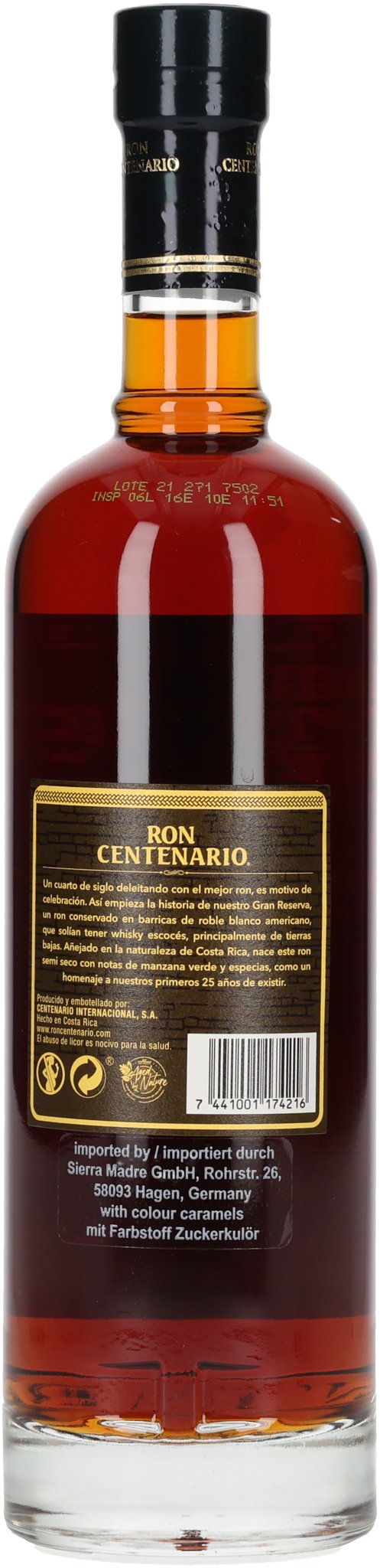  Ron Centenario Rum Gran Reserva 25 Jahre (0,7 l / 40% vol.) Flasche