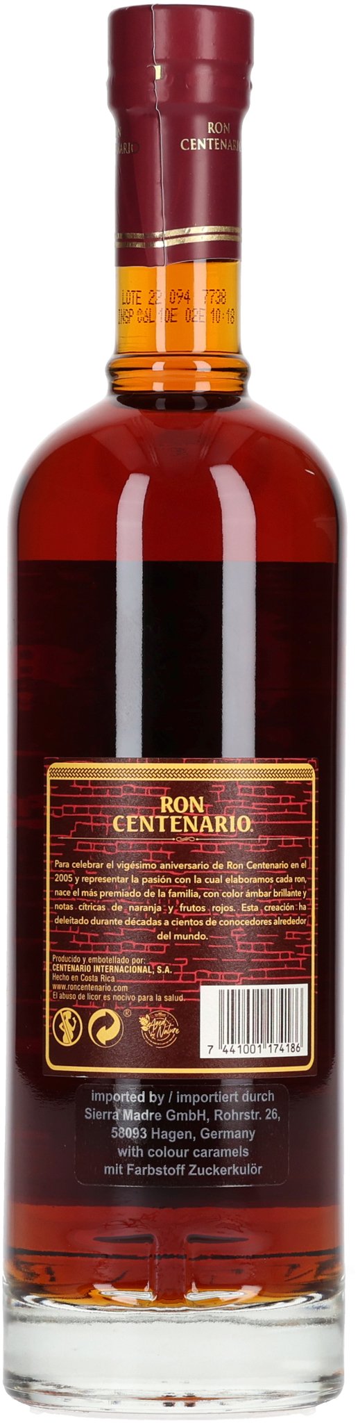 Ron Centenario Rum Fundacion 20 Jahre Flasche