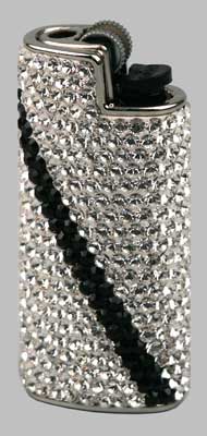  Bic Feuerzeughülle mit Swarovski-Steinen Single Stripe - schwarz (019227)