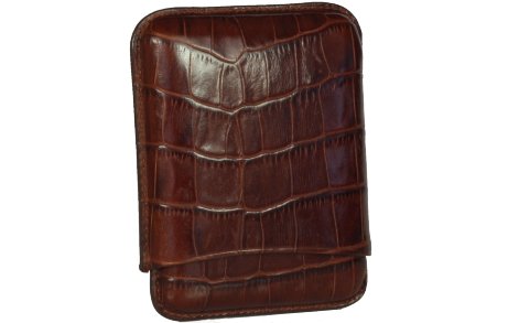 Martin Wess Premium Lederetui  - Kroko brown 5er Cigarillo gross