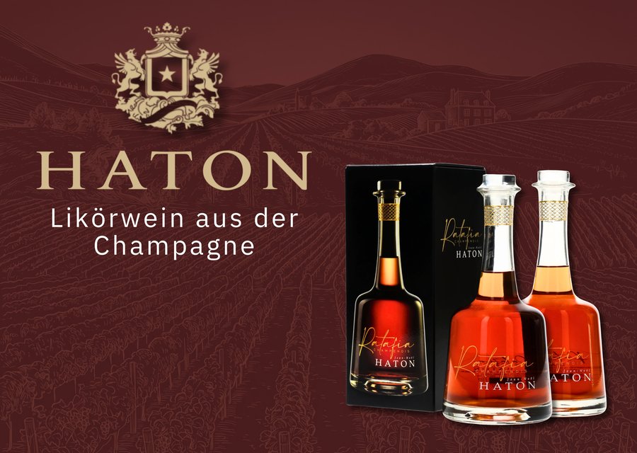 Der Ratafia Champenois von Haton ist ein traditioneller Likörwein aus der Champagne, hergestellt aus Chardonnay, Pinot Noir und Pinot Meunier.