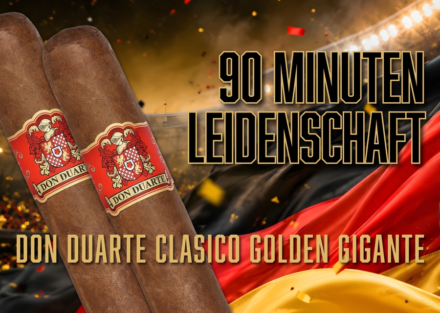WM-Banner für die Don Duarte Clasico Golden Gigante Zigarre.