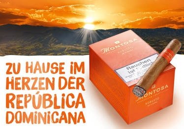 Montosa Claro Zigarre auf orangefarbener Kiste Sonnenuntergang