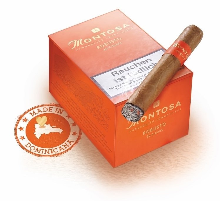 Montosa Claro Robusto cigars in open box